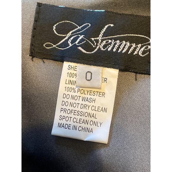 La Femme 27476 Classy Allover Lace Organza Gown with Romper Shorts Gray Size 0 - Picture 10 of 11